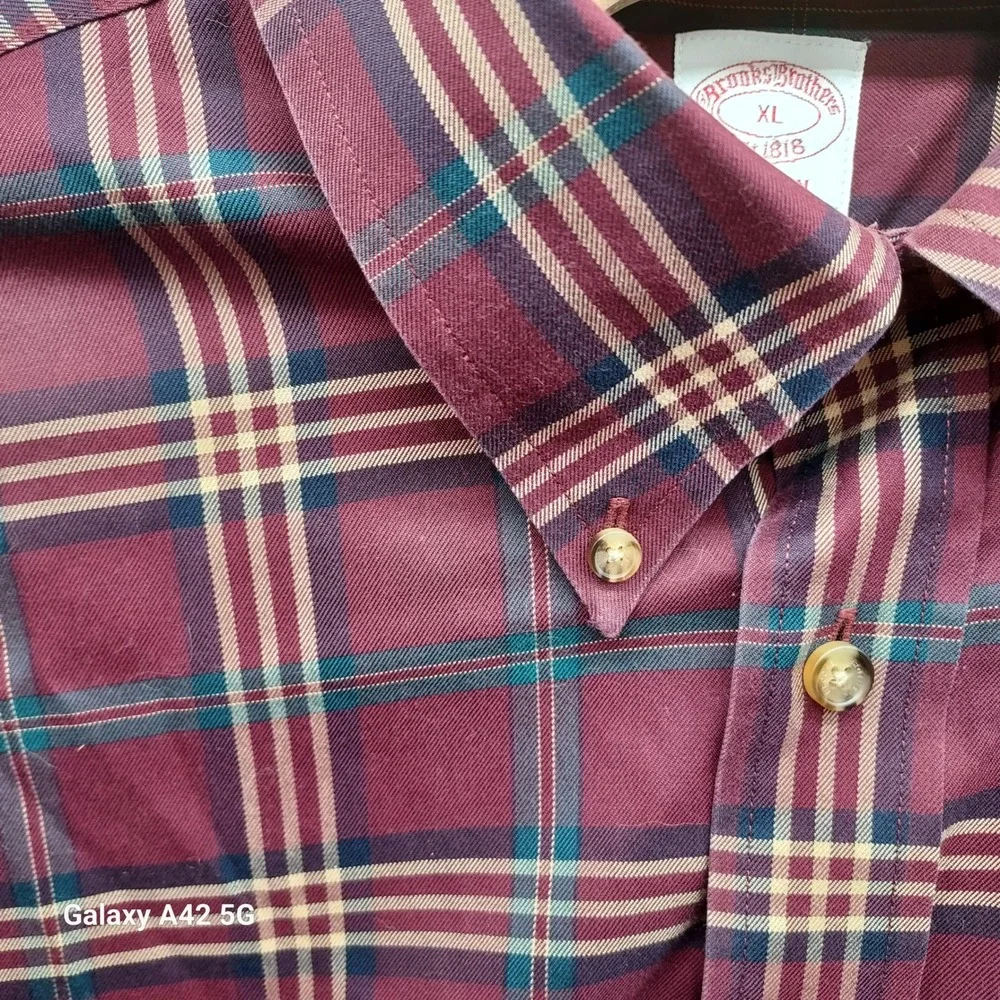 Brooks Brothers XL Madison Non Iron‎ Plaid Button Down Shirt Maroon
